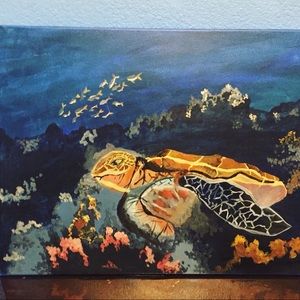 Canvas acrylic painting- under the sea